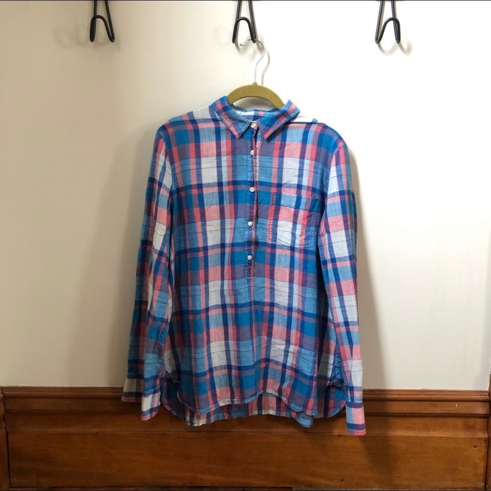 Jcrew factory plaid gauze popover